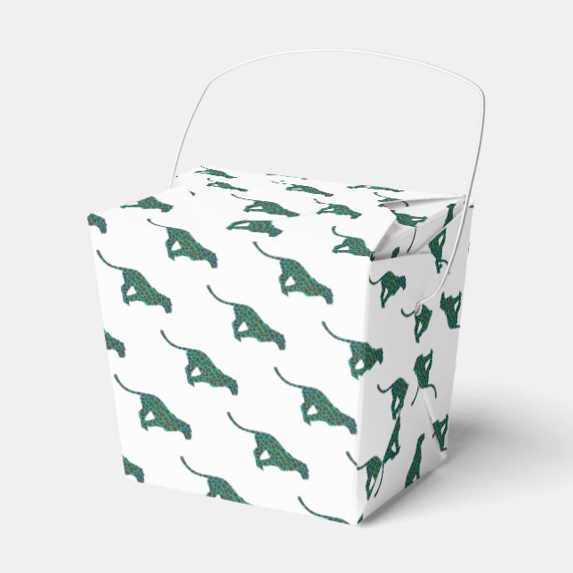 Leopard Brown and Teal Print Favour Box (Front Side)