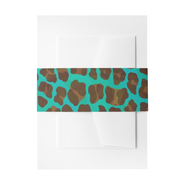 Leopard Brown and Teal Print Invitation Belly Band (Front Example)