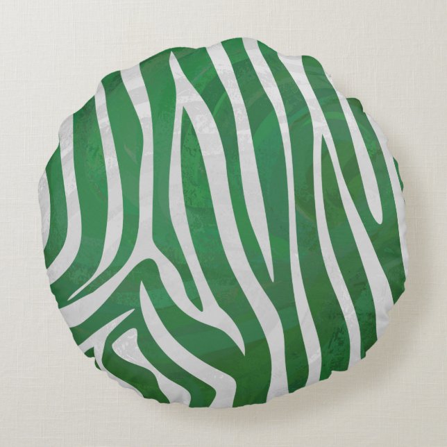 Leopard Brown and Teal Print Round Cushion (Back)