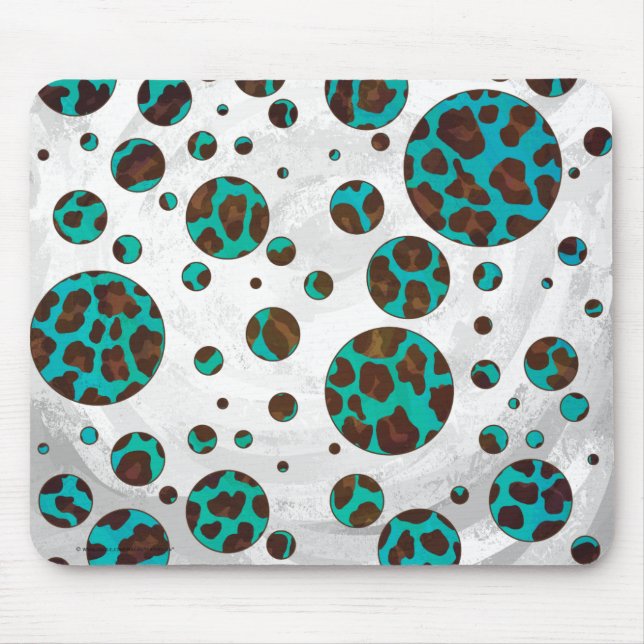 Leopard Brown and Teal PrintPolka Dots Mouse Pad (Front)
