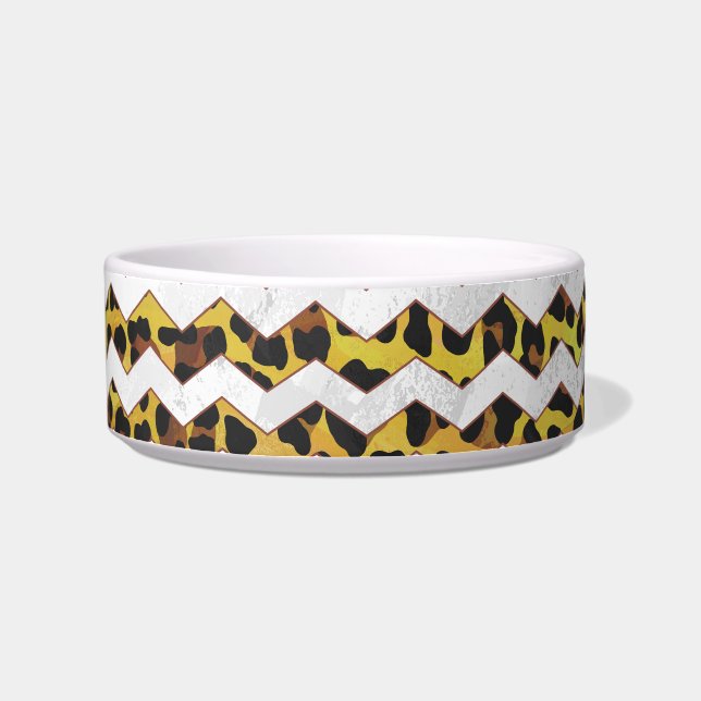 Leopard Brown and Yellow Cevron Print Bowl (Right)