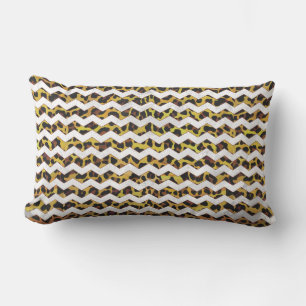 Leopard Brown and Yellow Cevron Print Lumbar Cushion