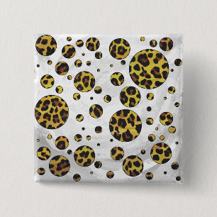 Leopard Brown and Yellow Polka Dot 15 Cm Square Badge