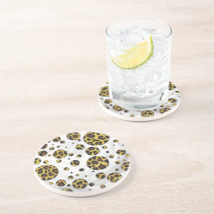 Leopard Brown and Yellow Polka Dot Coaster