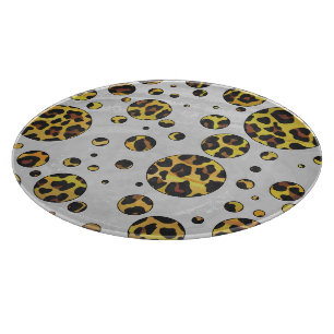 Leopard Brown and Yellow Polka Dot Cutting Board