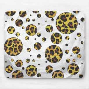 Leopard Brown and Yellow Polka Dot Mouse Pad