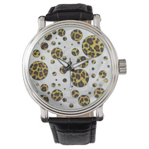 Leopard Brown and Yellow Polka Dot Watch