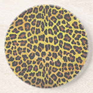 Leopard Brown and Yellow Print Coaster