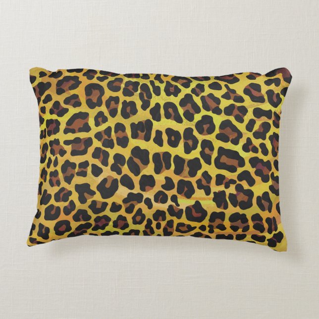 Leopard Brown and Yellow Print Decorative Cushion (Back)