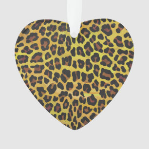 Leopard Brown and Yellow Print Heart Decoration