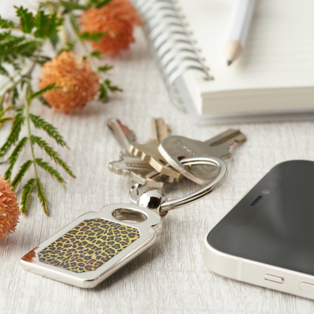 Leopard Brown and Yellow Print Key Ring (Side)