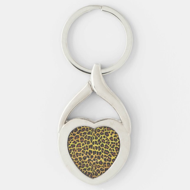 Leopard Brown and Yellow Print Key Ring (Front)