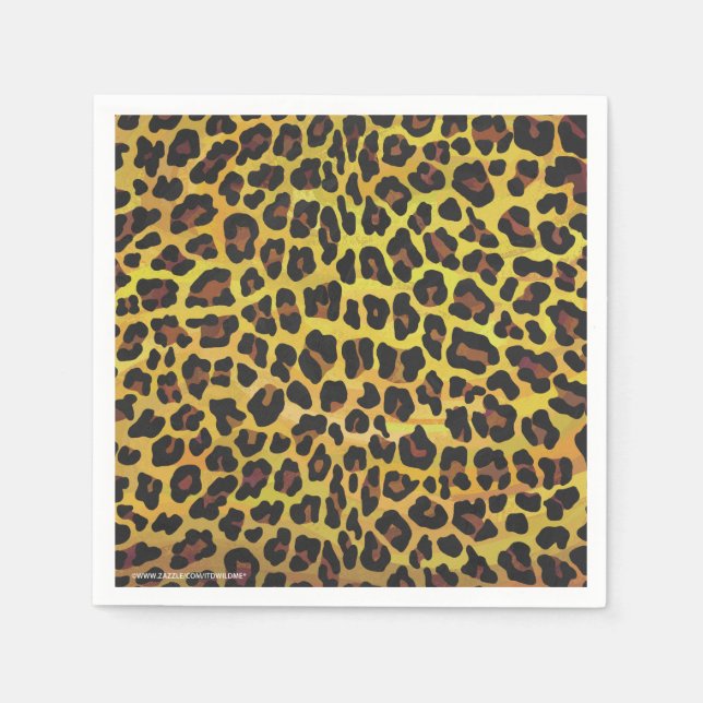 Leopard Brown and Yellow Print Napkin (Front)