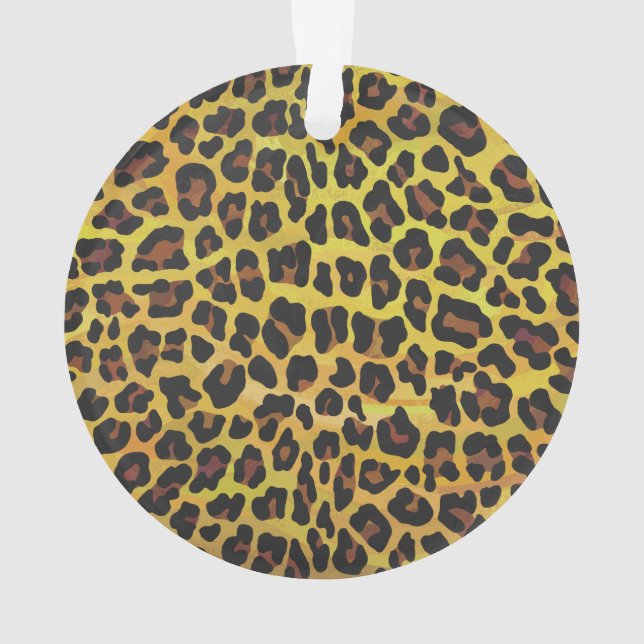 Leopard Brown and Yellow Print Ornament (Back)