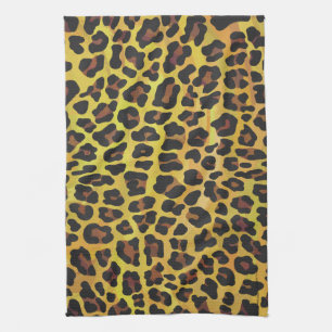 Leopard Brown and Yellow Print Tea Towel