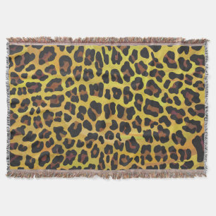Leopard Brown and Yellow Print Throw Blanket