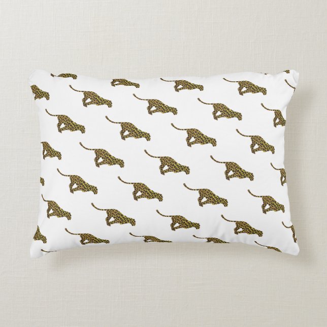 Leopard Brown and Yellow Silhouette Decorative Cushion (Front)