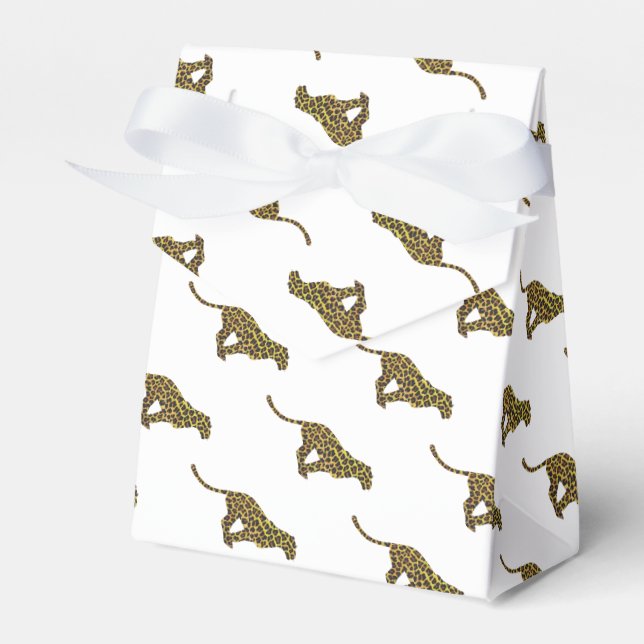 Leopard Brown and Yellow Silhouette Favour Box (Front Side)