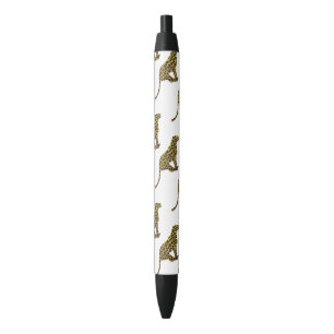 Leopard Brown and Yellow Siloette Black Ink Pen