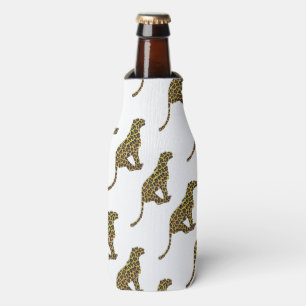 Leopard Brown and Yellow Siloette Bottle Cooler