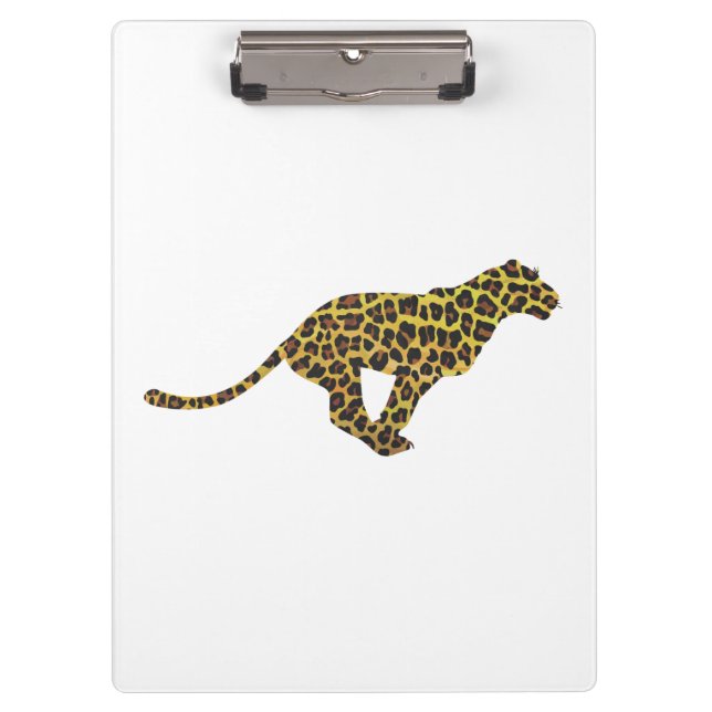 Leopard Brown and Yellow Siloette Clipboard (Front)