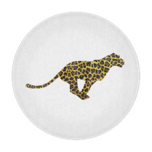 Leopard Brown and Yellow Siloette Cutting Board