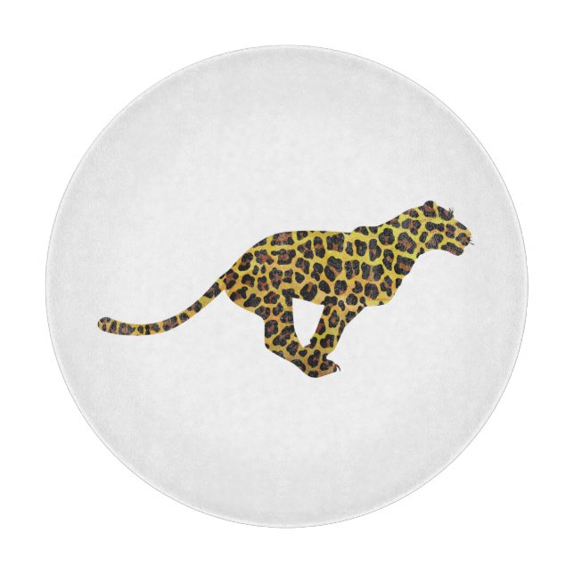 Leopard Brown and Yellow Siloette Cutting Board (Front)