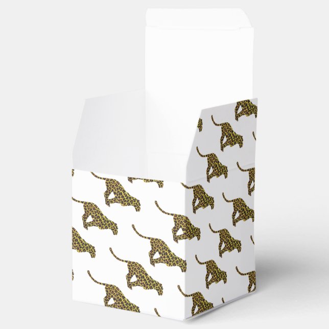 Leopard Brown and Yellow Siloette Favour Box (Opened)