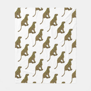 Leopard Brown and Yellow Siloette Fleece Blanket