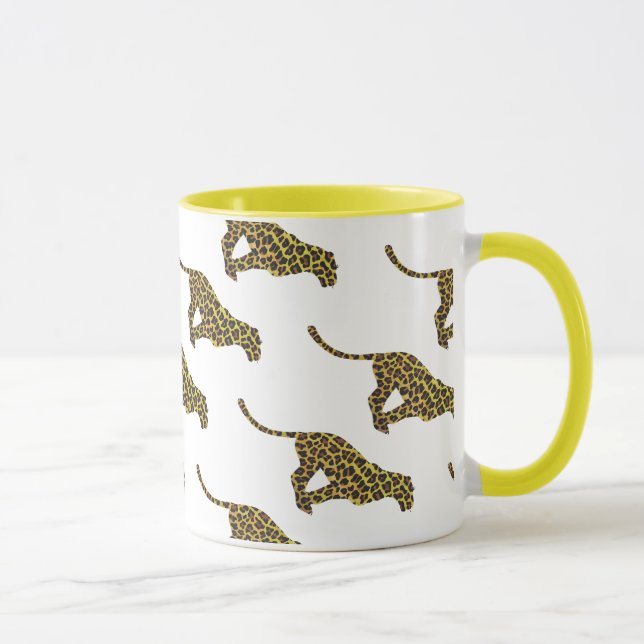 Leopard Brown and Yellow Siloette Mug (Right)