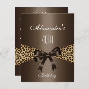 Leopard Brown Animal 40th Birthday Invitation