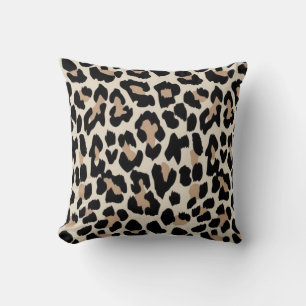 Leopard brown & black skin print cushion