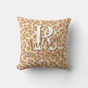 Leopard Brown Pink Beige Personalised Cushion