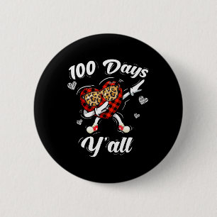 Leopard Buffalo Plaid 100 Days Y'all Of School Dab 6 Cm Round Badge