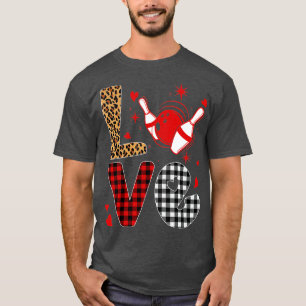 Leopard Buffalo Plaid Bowling Player Funny Valenti T-Shirt