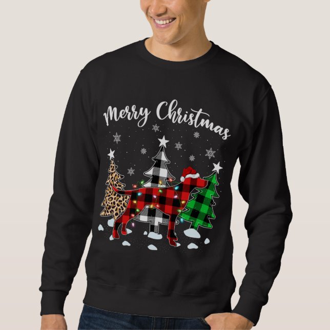 Leopard Buffalo Plaid English Pointer Dog Christma Sweatshirt (Front)
