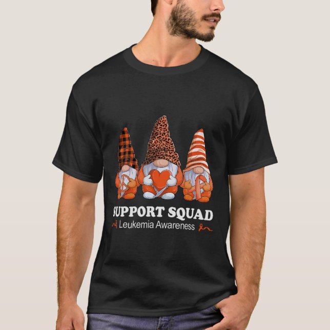 Leopard Buffalo Plaid Gnome Support Squad Leukaemi T-Shirt (Front)