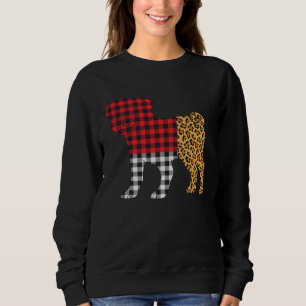 Leopard Buffalo Plaid Pug Dog  Valentine s day Sweatshirt