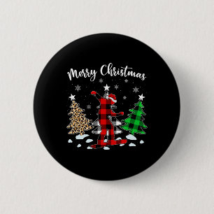 Leopard Buffalo Plaid Snowboarding Player Christma 6 Cm Round Badge