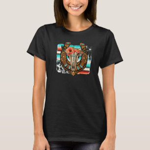 Leopard Bull Skull Horseshoe Rodeo Mum Western Cow T-Shirt