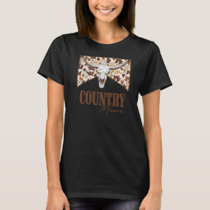 Leopard Bull Skull Western Life Rodeo Country Musi T-Shirt