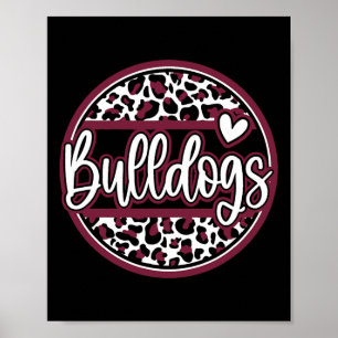Leopard Bulldogs School Spirit Name Fan Team Back Poster