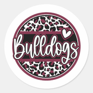 Leopard Bulldogs School Spirit Name Fan Team Ck To Classic Round Sticker