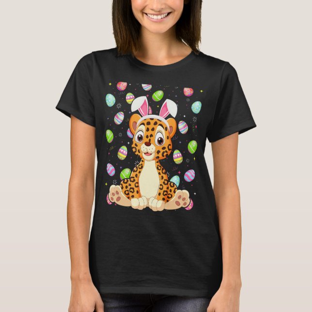 Leopard Bunny Easter Egg   Funny Leopard Easter Su T-Shirt (Front)
