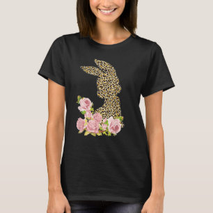 Leopard Bunny Flowers Girls Women Happy Easter 1 T-Shirt