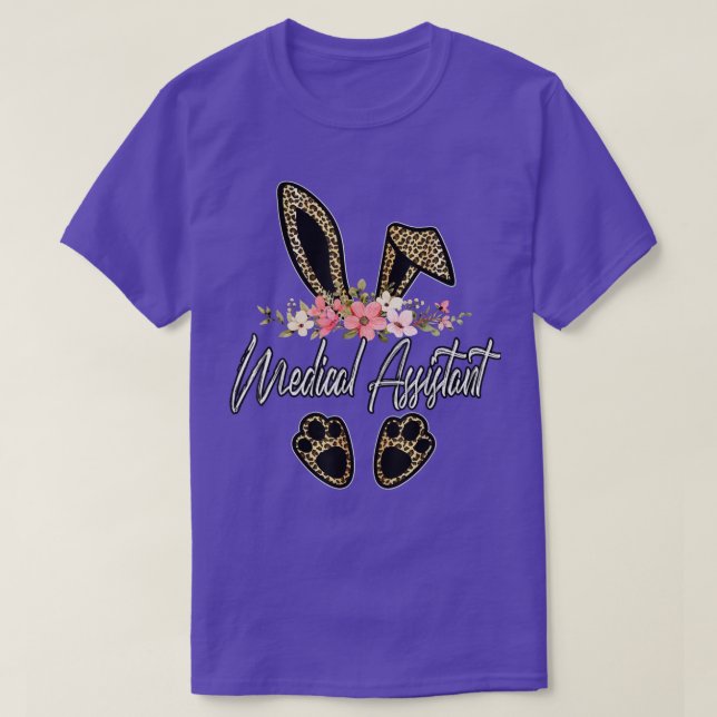 Leopard Bunny Medical Assistant Happy Easter Day N T-Shirt (Design Front)