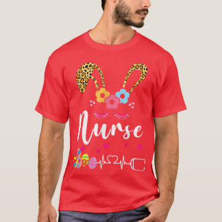 Leopard Bunny Nurse Happy Easter T-Shirt