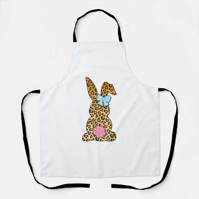 Leopard Bunny Rabbit Happy Easter Day Tees For Wom Apron (Front)