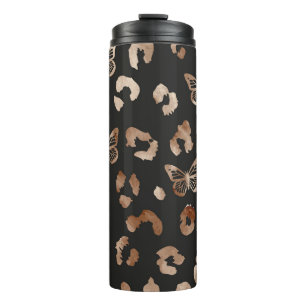 Leopard Butterfly Brown Black Thermal Tumbler