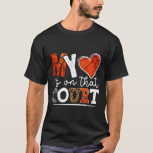 Leopard Bysketbyll Mum My Heart Is On That Court M T-Shirt